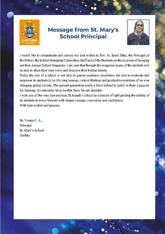 st mary principal message